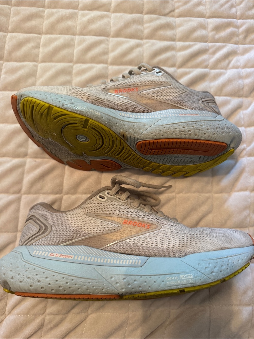 Brooks Women's Running Shoes - Light Gray with Blue & Orange Accents
